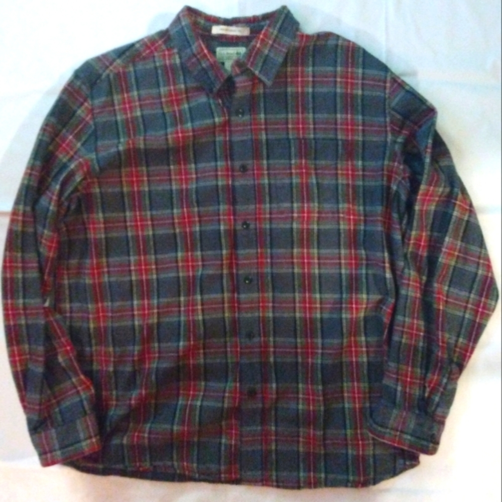 L.L. Bean Scotch Plaid Flannel Multi-Colored Long Sleeve Shirt Men's Size: XL